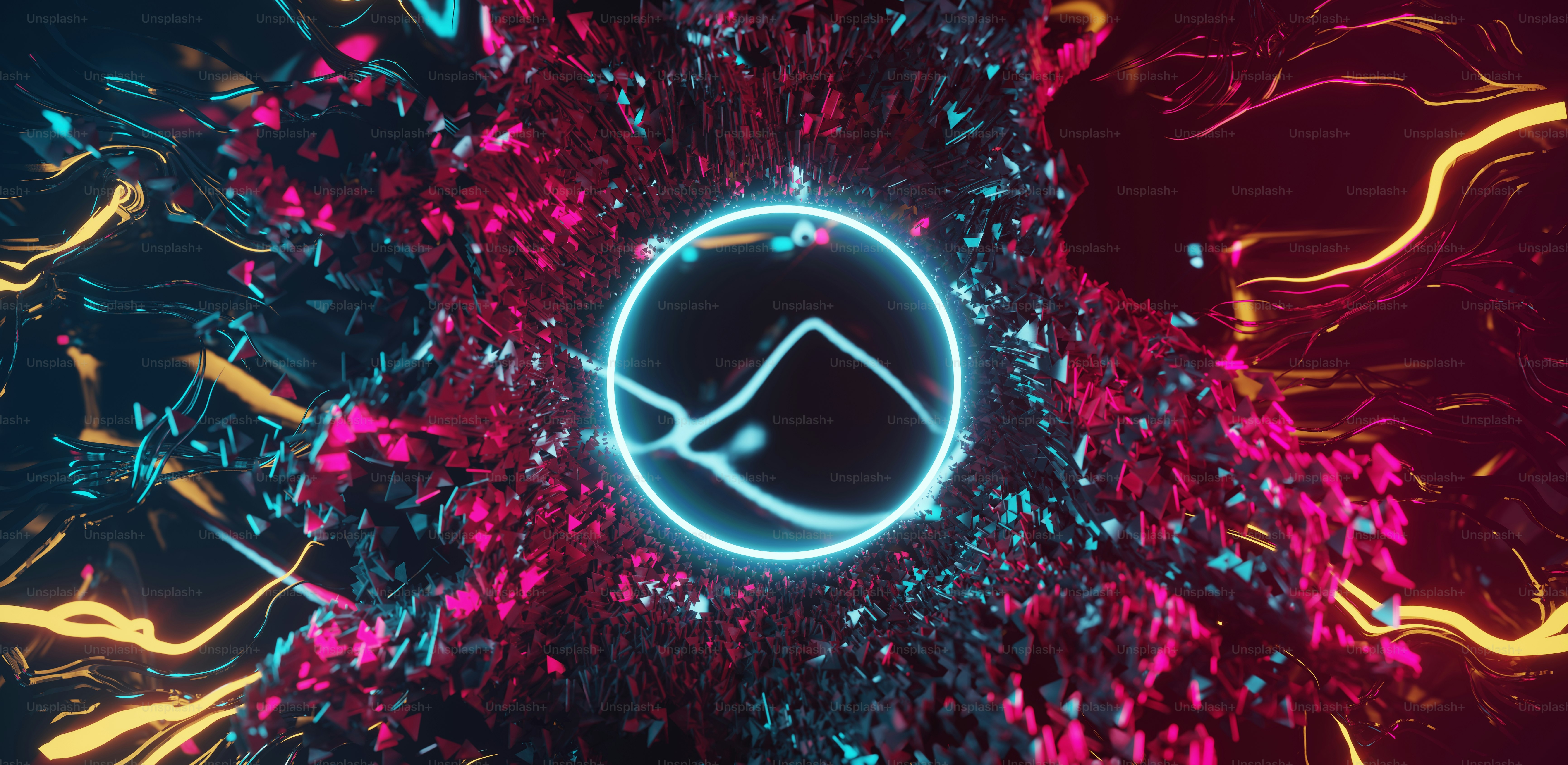 a circular object with a neon light in the middle of it